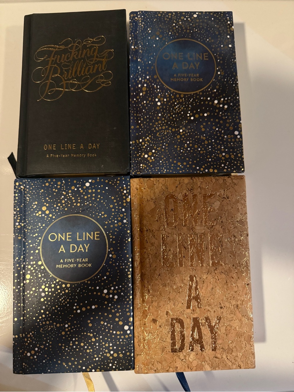One Line a Day A Five-Year Memory Book 4-Book Journal Set Blue & Black